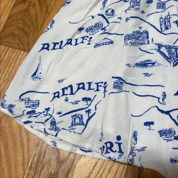 Anthropologie Maeve Short-Sleeve Collared Wrap Mini Dress Amalfi Capri Sz Small - Picture 6 of 9